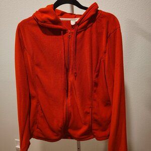 Danskin Now Women's Red Fleece Hoodie Size XL Polyester Full Zipper